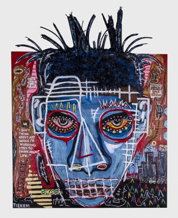 Blue Basquiat • acrylic & rubber on wood panel • 48” x 40” * $6,500