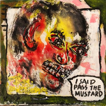 Pass the Mustard • acrylic on canvas w/ floating frame • 8” x 8” • $400